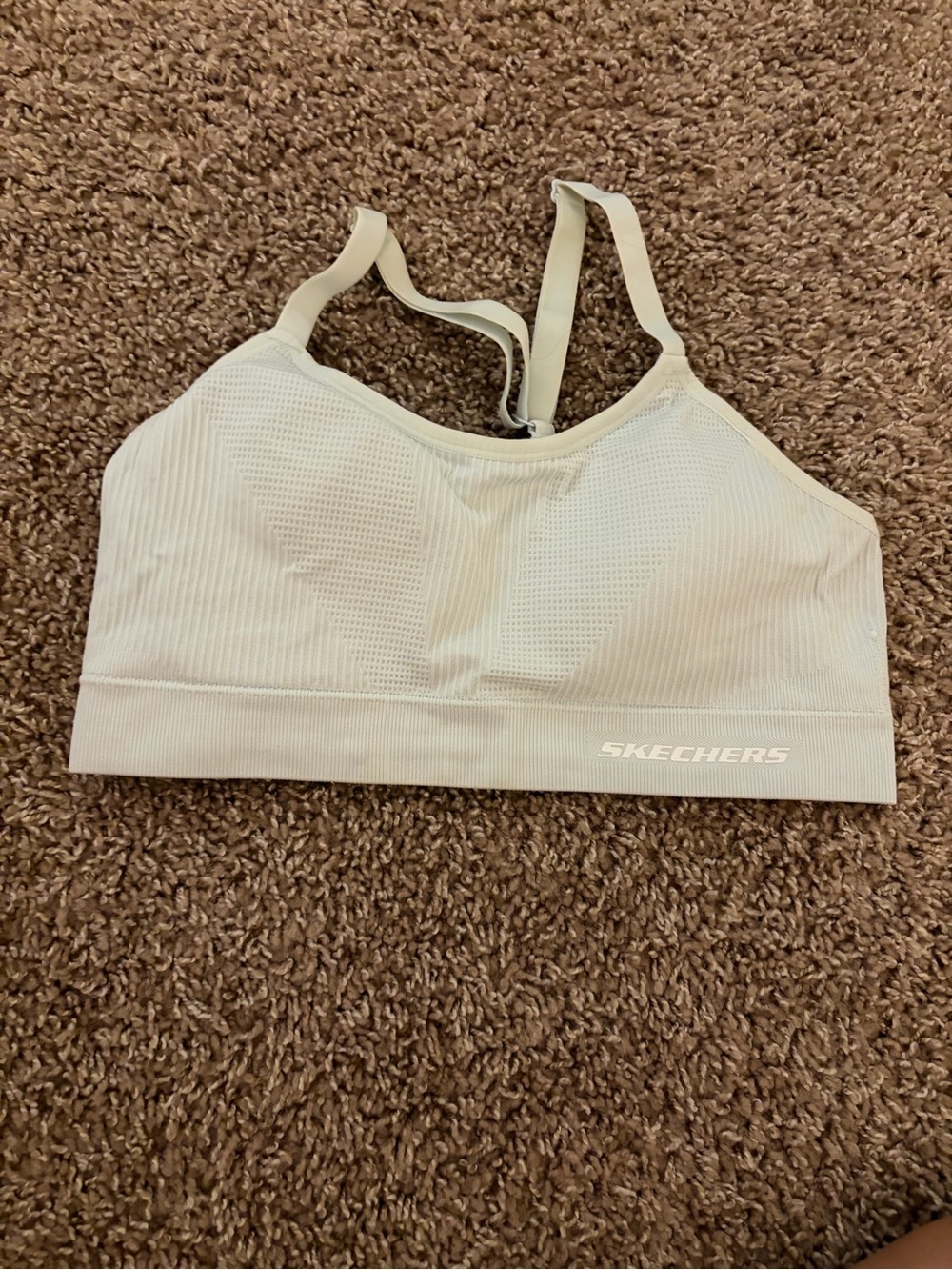 Skechers Light Blue/Off-White Seamless Sports Crop Top